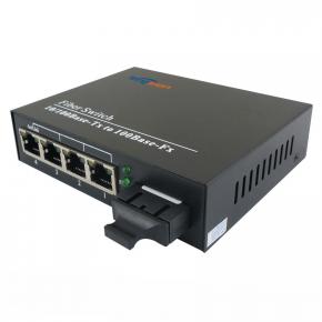 10 / 100M 1Fiber + 4RJ45 Ports Duplex Media Converter