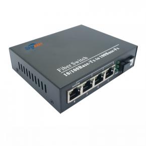 10/100M 1Fiber+4RJ45 Ports Simplex Media Converter