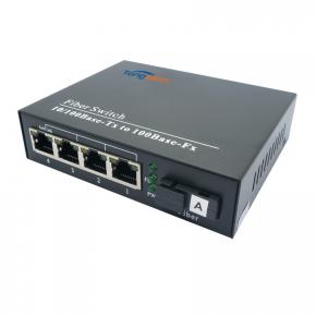 10/100/1000M 1Fiber+4RJ45 Ports Simplex Media Converter