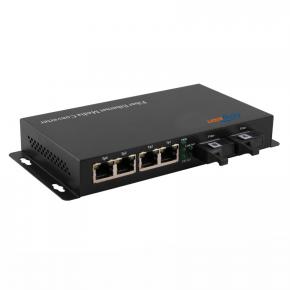 10/100/1000Mbps 2Fiber+4RJ45 Ports Simplex Fiber Media Converter